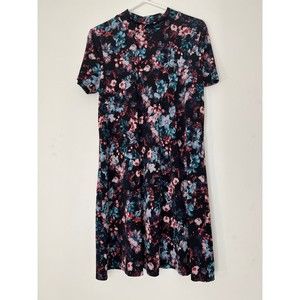 BCBGeneration Floral Mock Neck A-line Stretch Dress Large